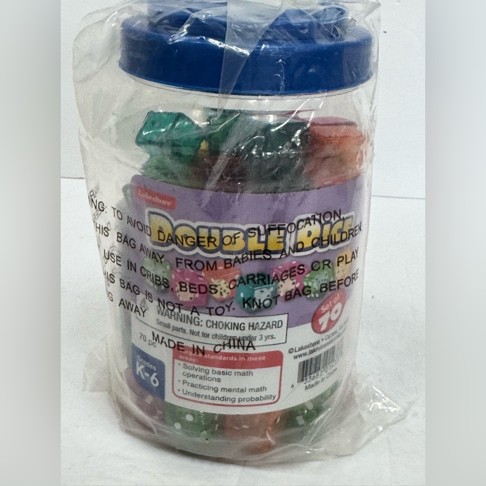 Transparent Jar of Multicolor Dice - Polka Dot Design